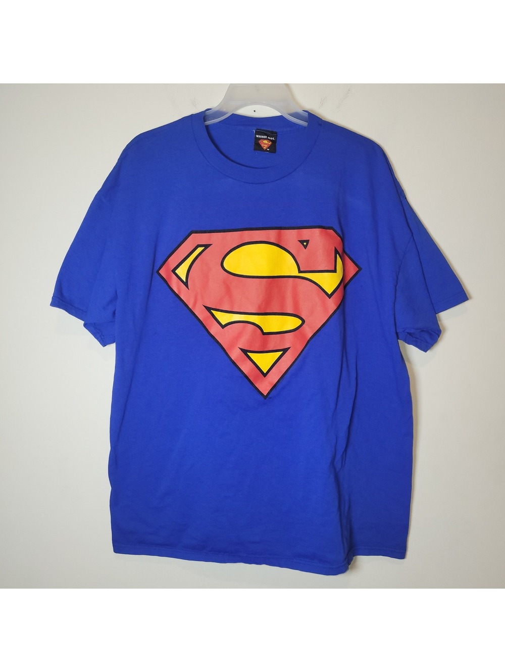 Vintage 2001 Warner Bros. Superman S Shield Logo Blue T-Shirt Men's 2XL DC